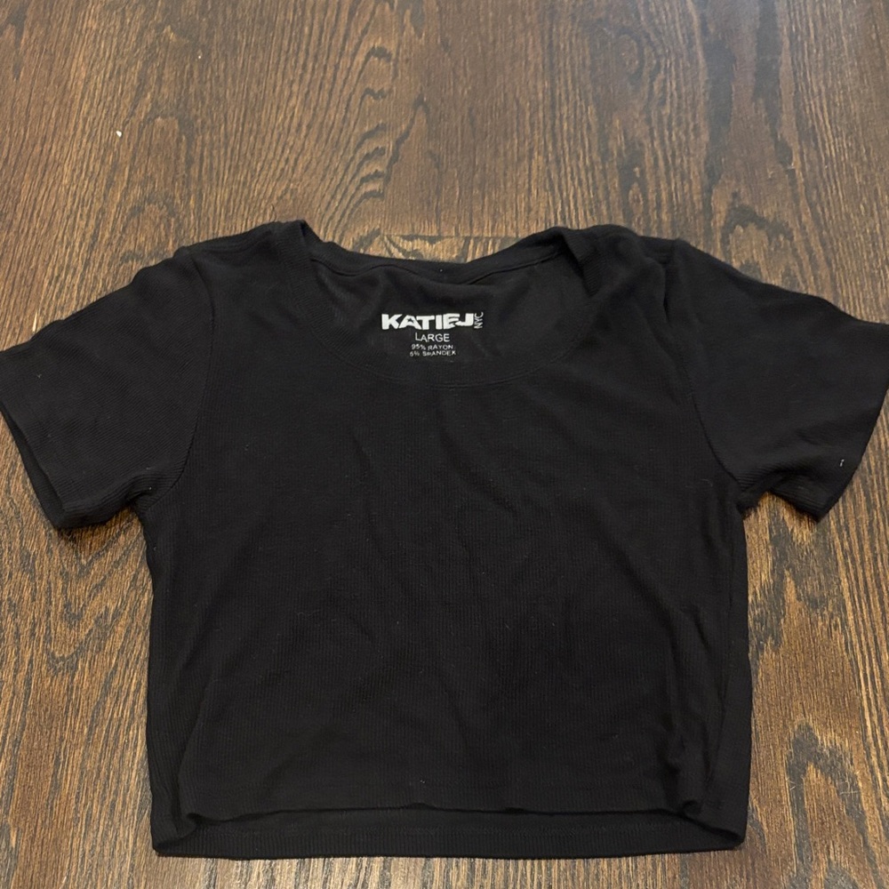Katie J NYC Girl’s Black Short Sleeve Tee Size Large